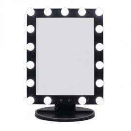 مرآة مكياج هوليود مزودة باضاءة - أسود