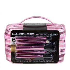 Makeup Bag with 5 Brushes - Pink