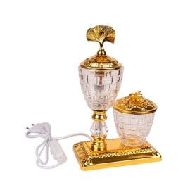 Glass electronic incense burner with incense and oud container