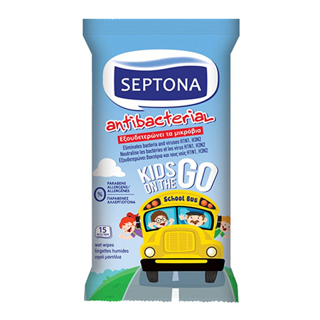 Antibacterial Wipes Kids On The Go - 15 Pcs   
