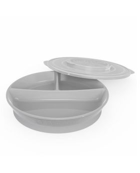 Divided Plate With Lid - Grey